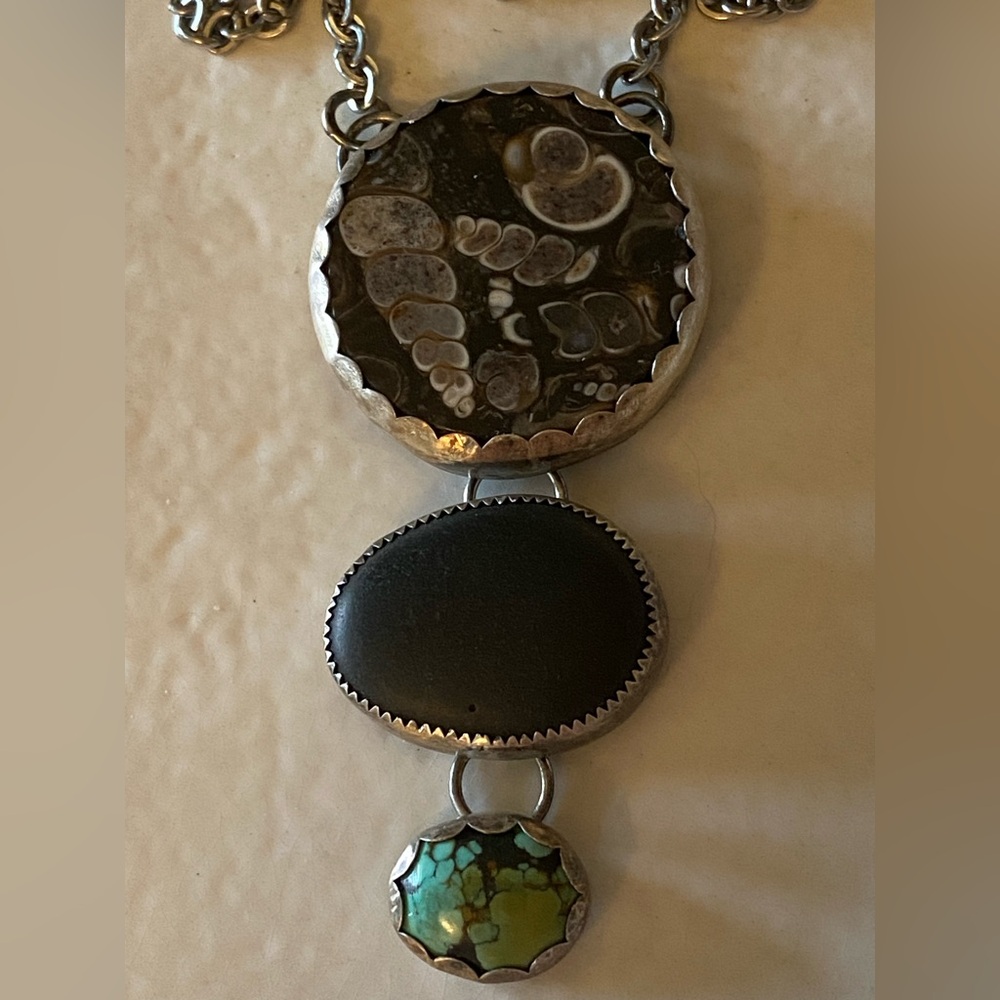 Fossil Stone & Turquoise Necklace - Picture 7 of 10